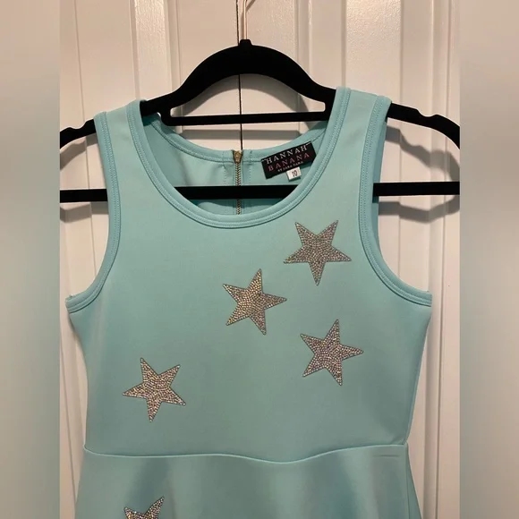 Hannah Banana Blinged Light Blue Dress with Silver Stars - Picture 4 of 5